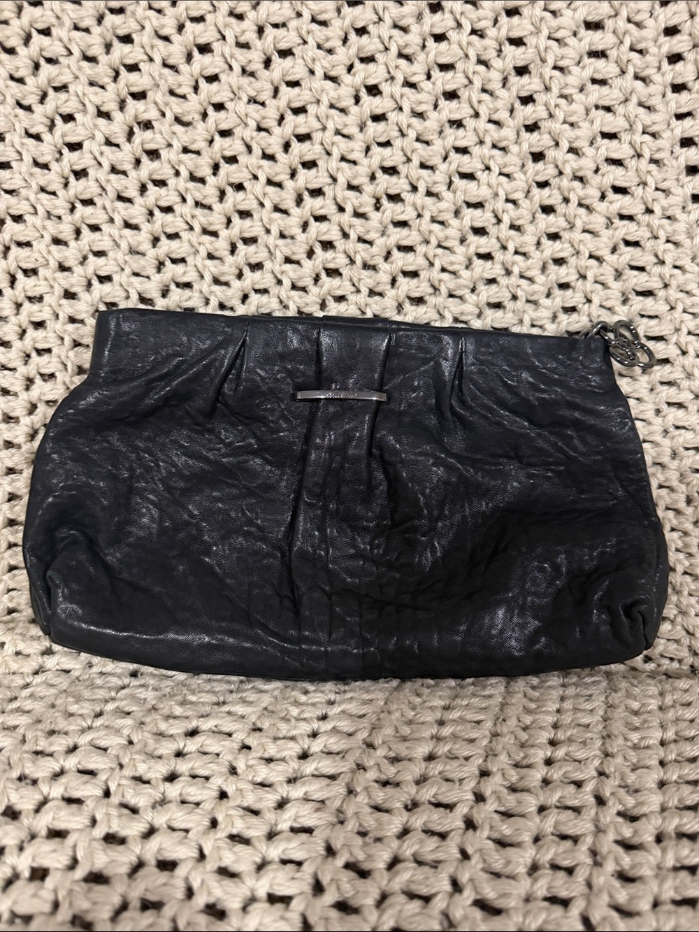 Stella & Dot La Coco Lambskin Leather Clutch in black